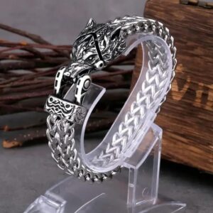 Pulseira de Cabeça de Lobo Viking